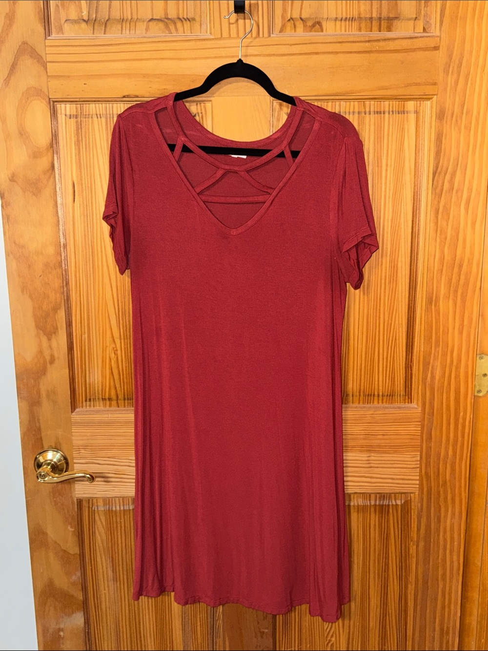 Maurices Rust Crisscross V-Neck Mini Dress